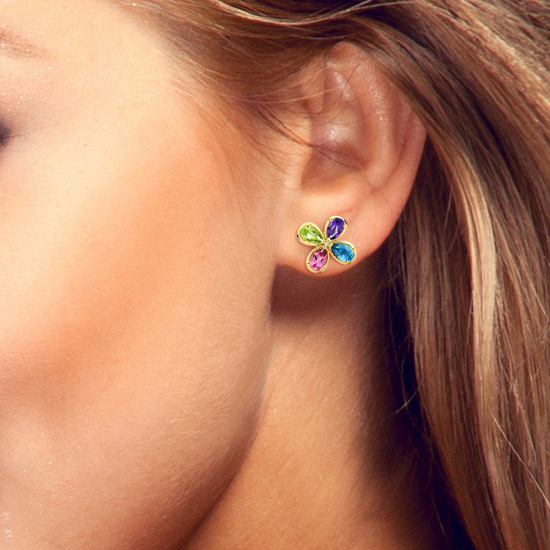 Lot De Bijoux Fantaisie - Boucles D'oreilles Et Collier En Pierres Colorées - Neuf Sans Emballage