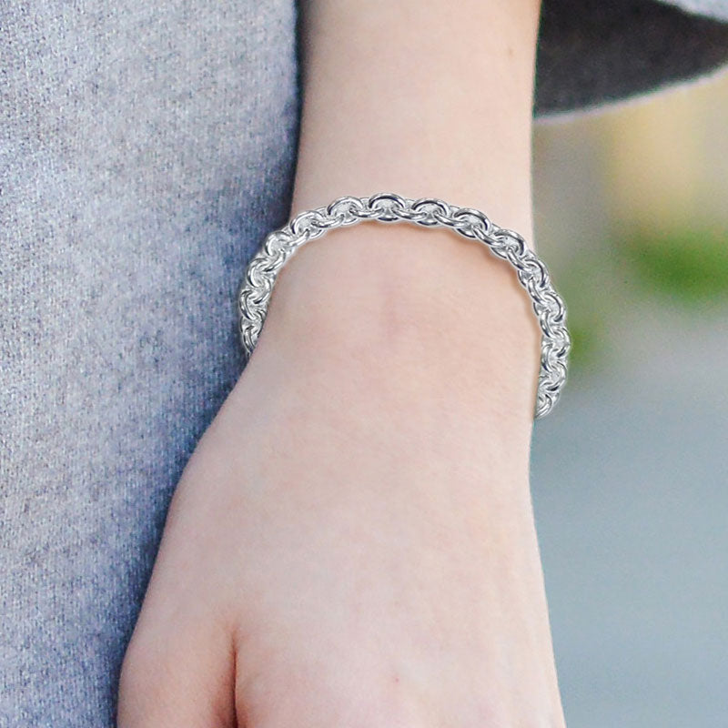 Bracelet Chaîne Gros Maillons En Argent Sterling 925 - Longueur 22 Cm - Unisexe - Bijou Argent Massif