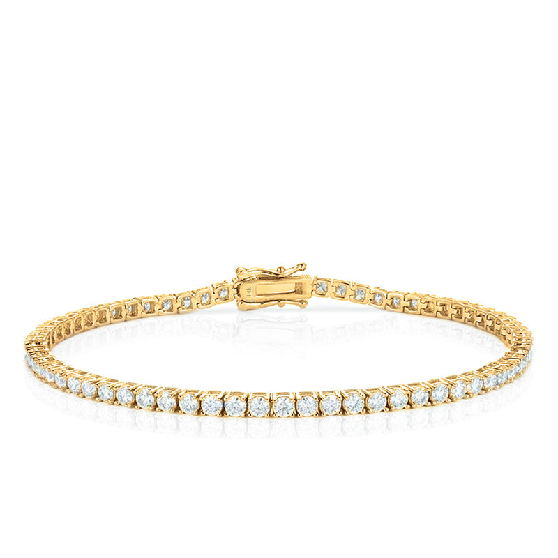 Bracelet Tennis En Or Jaune 14K (585) Avec Diamants - Longueur 19 Cm, Poids 12g, Occasion, Allemagne