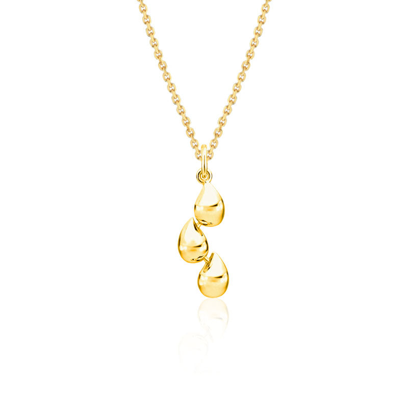 Pendentif Goutte Avec 3 Perles Multicolores - Or Jaune Massif 18 Carats, 1,69 G, Perles Cultivées, Neuf