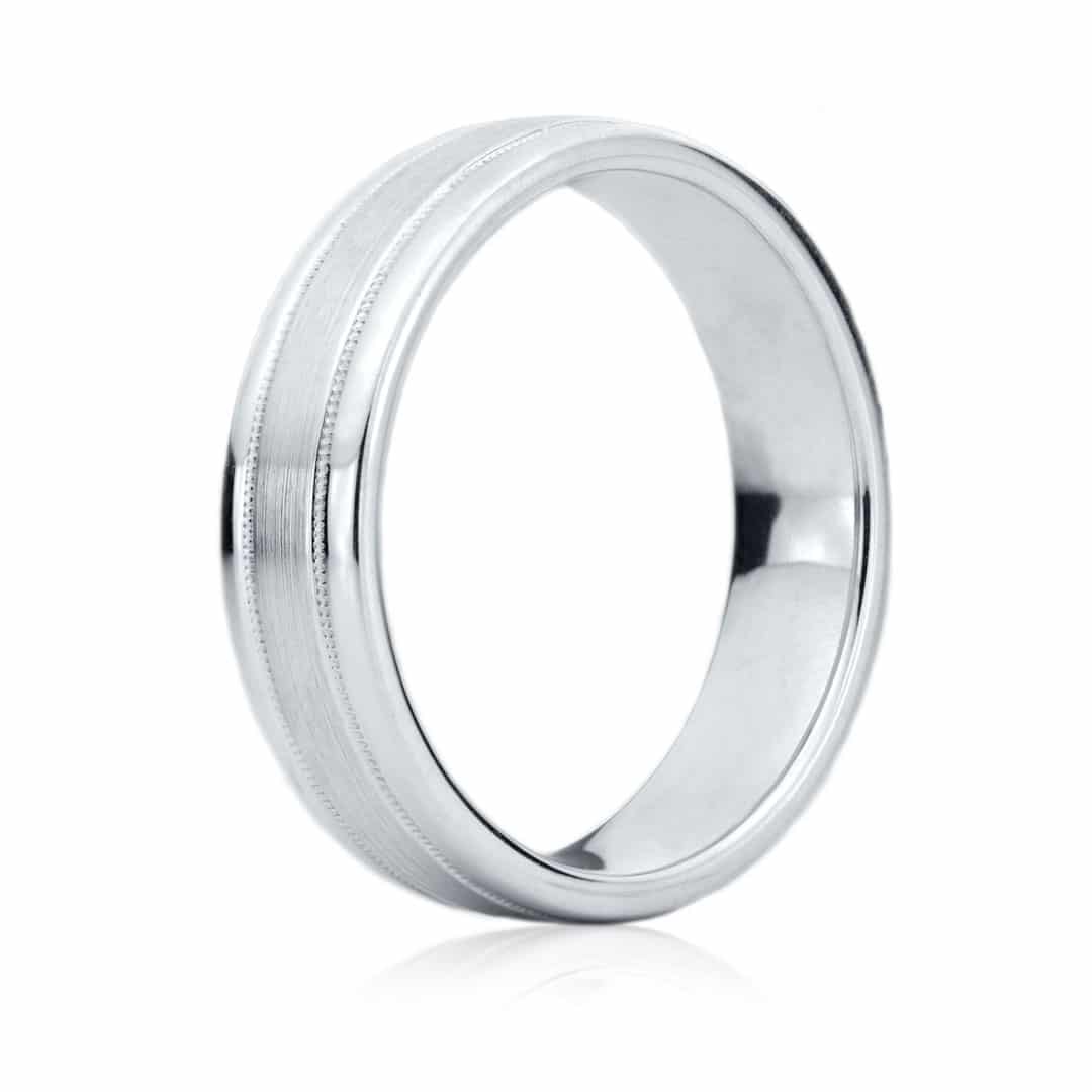 Bague or blanc fini satin pour Homme - JS-1060satin