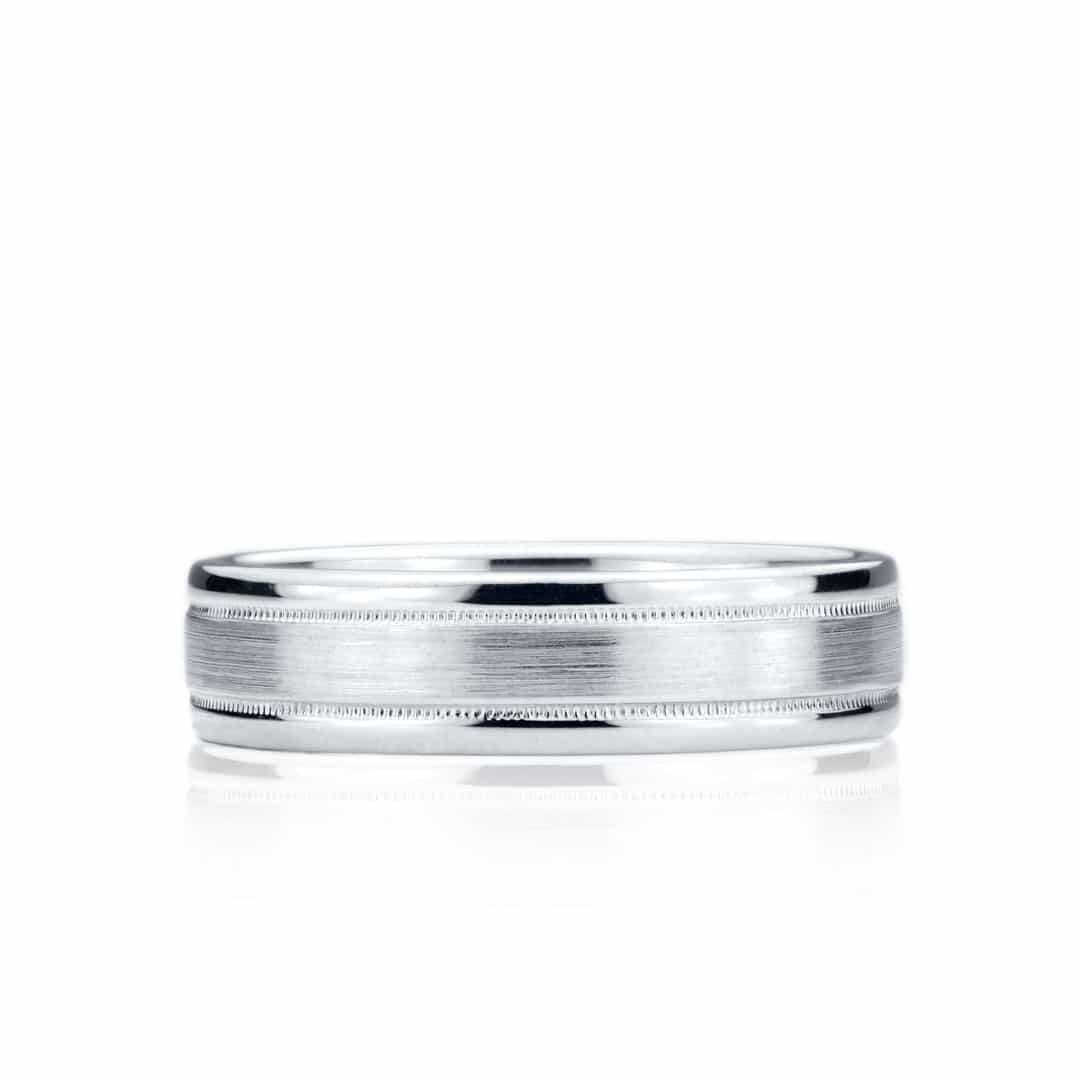 Bague or blanc fini satin pour Homme - JS-1060satin