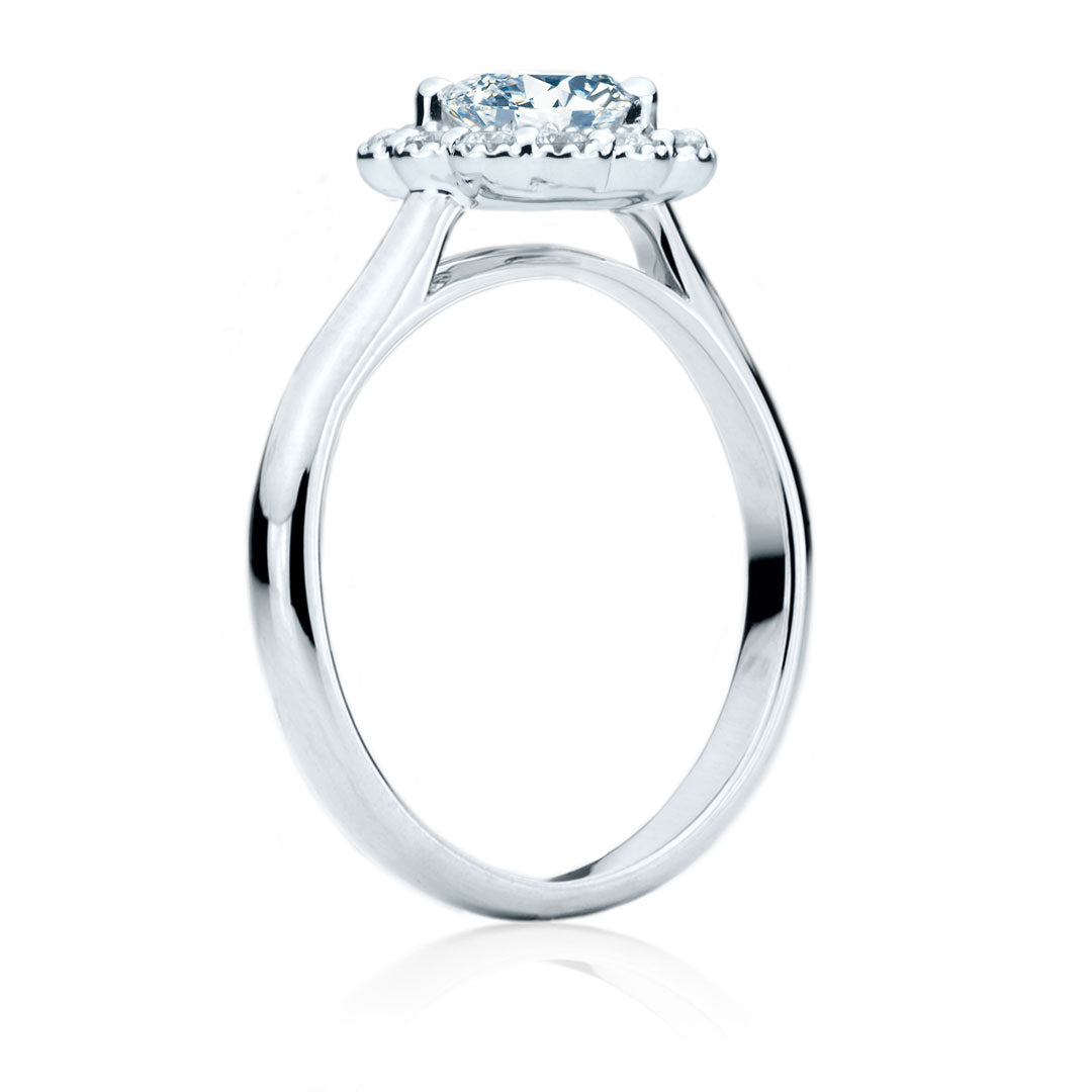 Bague de fiancailles Marilou diamant solitaire rond avec halo or blanc SR-1072