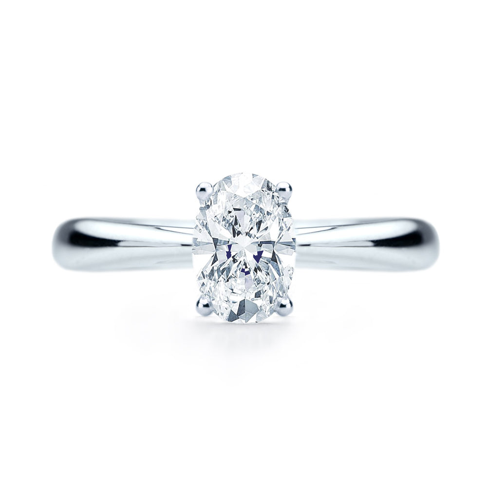 Bague de fiancailles Elodie diamant solitaire ovale or blanc 18 carats SR-1064