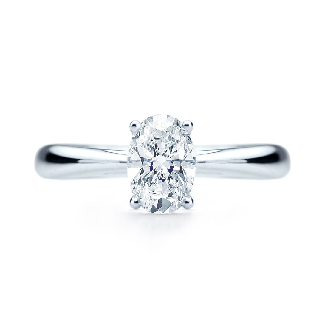 Bague de fiancailles Elodie diamant solitaire ovale or blanc 18 carats SR-1064