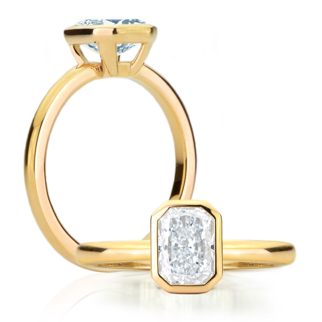 Bague de fiançailles Elise diamant de laboratoire de taille radiant serti clos or jaune SR-2578