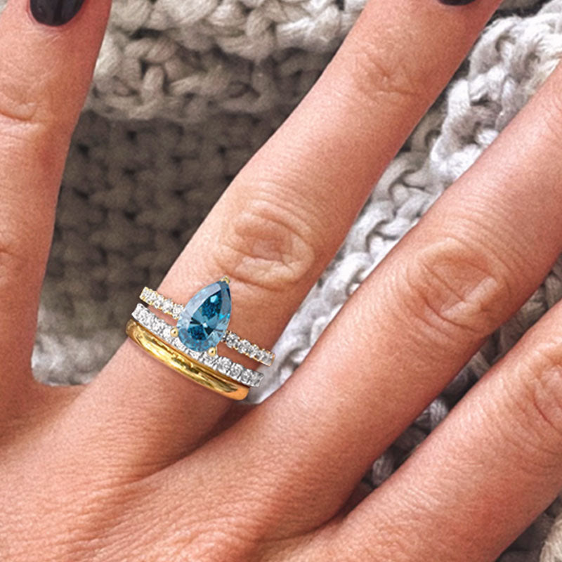 Blue Pear Lab Grown Diamond Ring