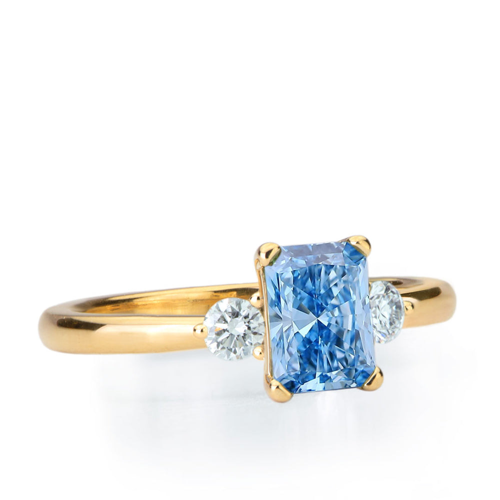 Blue Radiant Lab Grown Diamond Ring