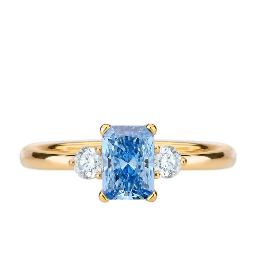 Bague diamant laboratoire radiant bleu