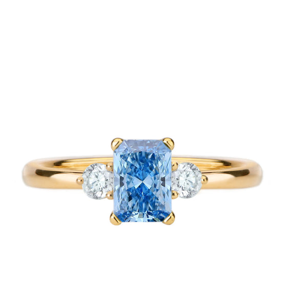 0.99ct Blue Radiant Lab Grown Diamond Ring