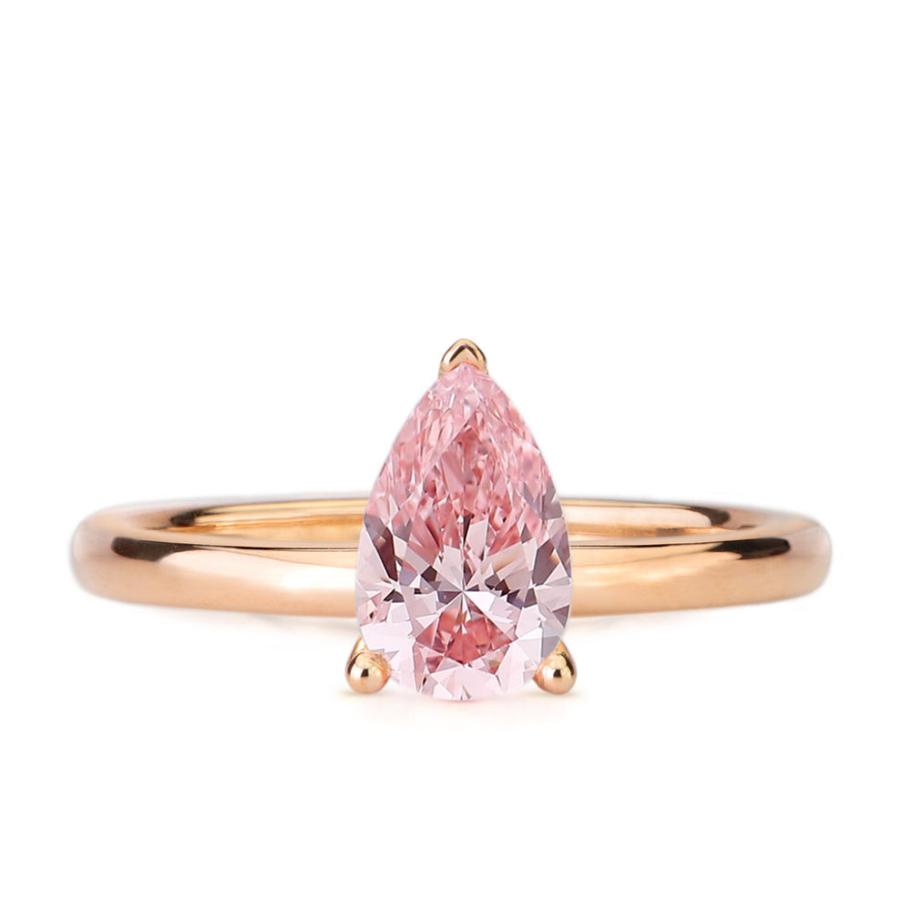 Bague diamant laboratoire poire rose