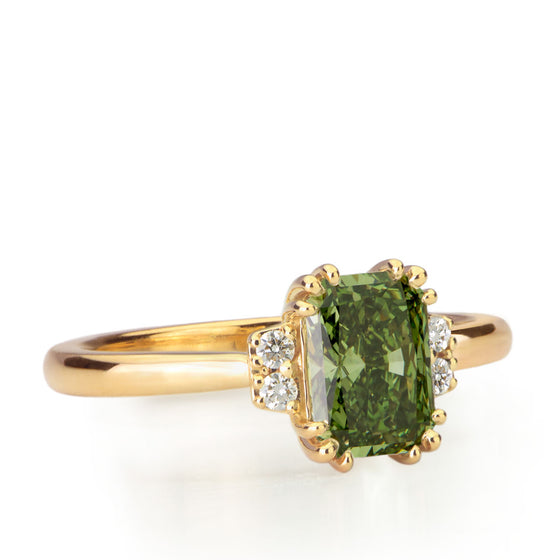 1.09ct Green Radiant Lab Grown Diamond Ring