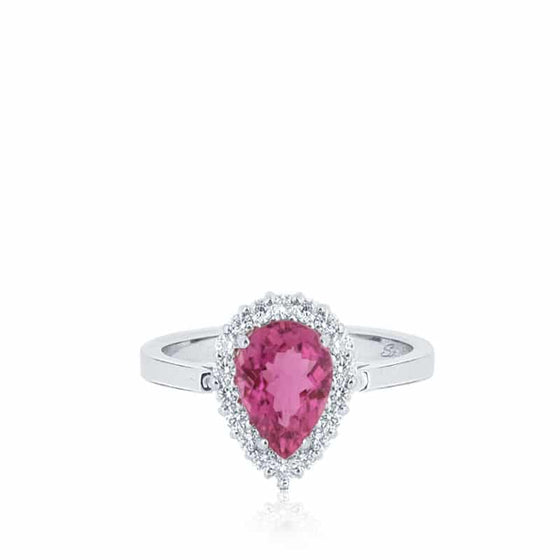 Bague Véronica or blanc diamants et tourmaline rose BA-1307