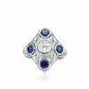 Bague Art Deco saphirs bleus et diamants BA-1022