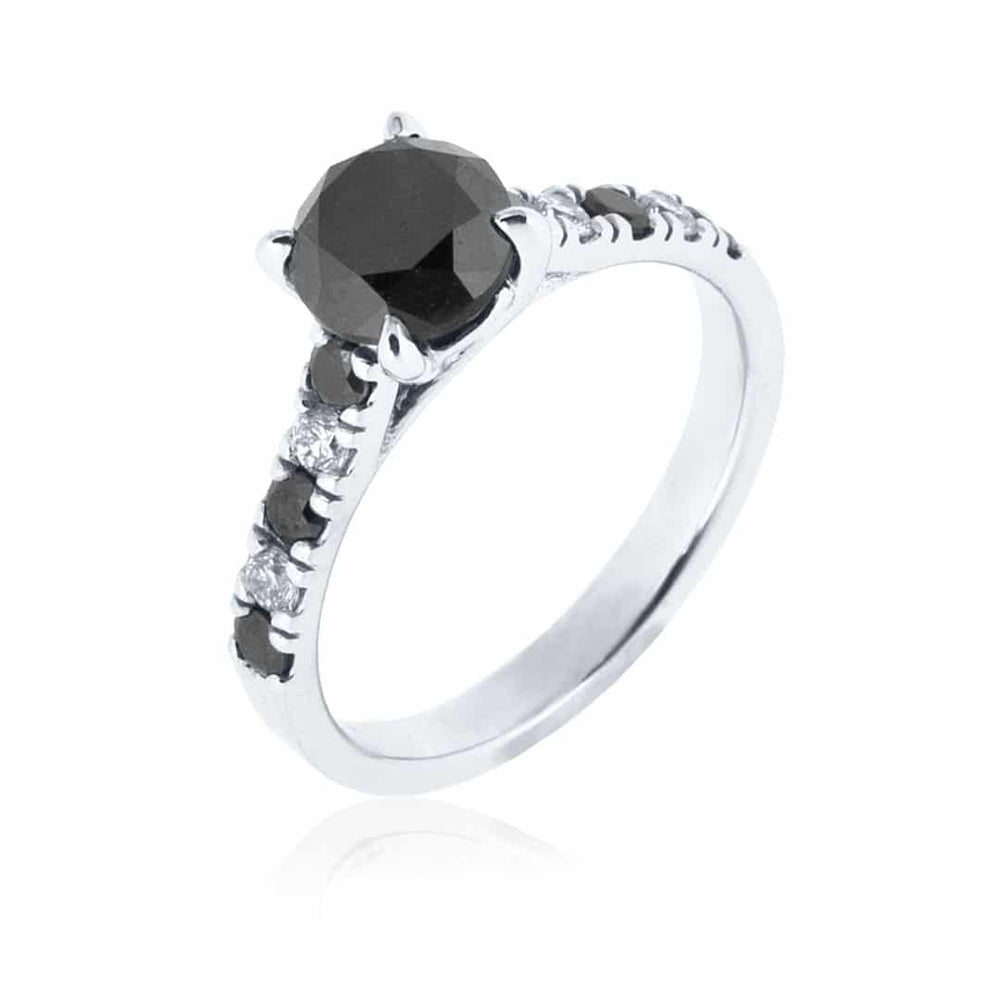 Bague de fiançailles Adèle diamants noirs et blancs SR-1014