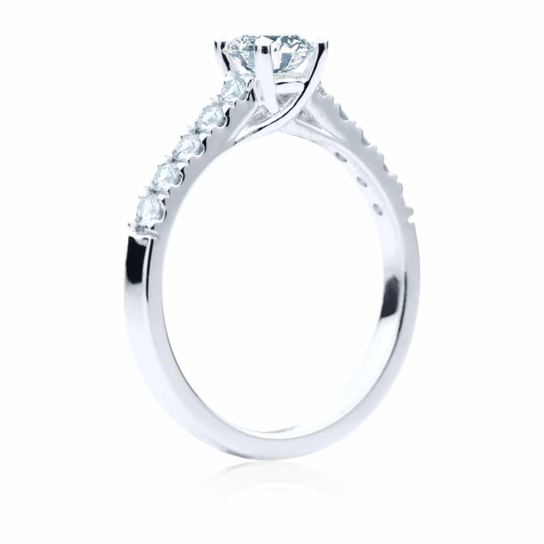 Bague de fiançailles Alicia à diamant solitaire et bande de diamants SR-1014