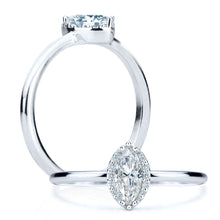  Bague de fiançailles Audrey en or 18 carats à diamant solitaire ornée d'un diamant de taille marquise entourée d'un simple halo