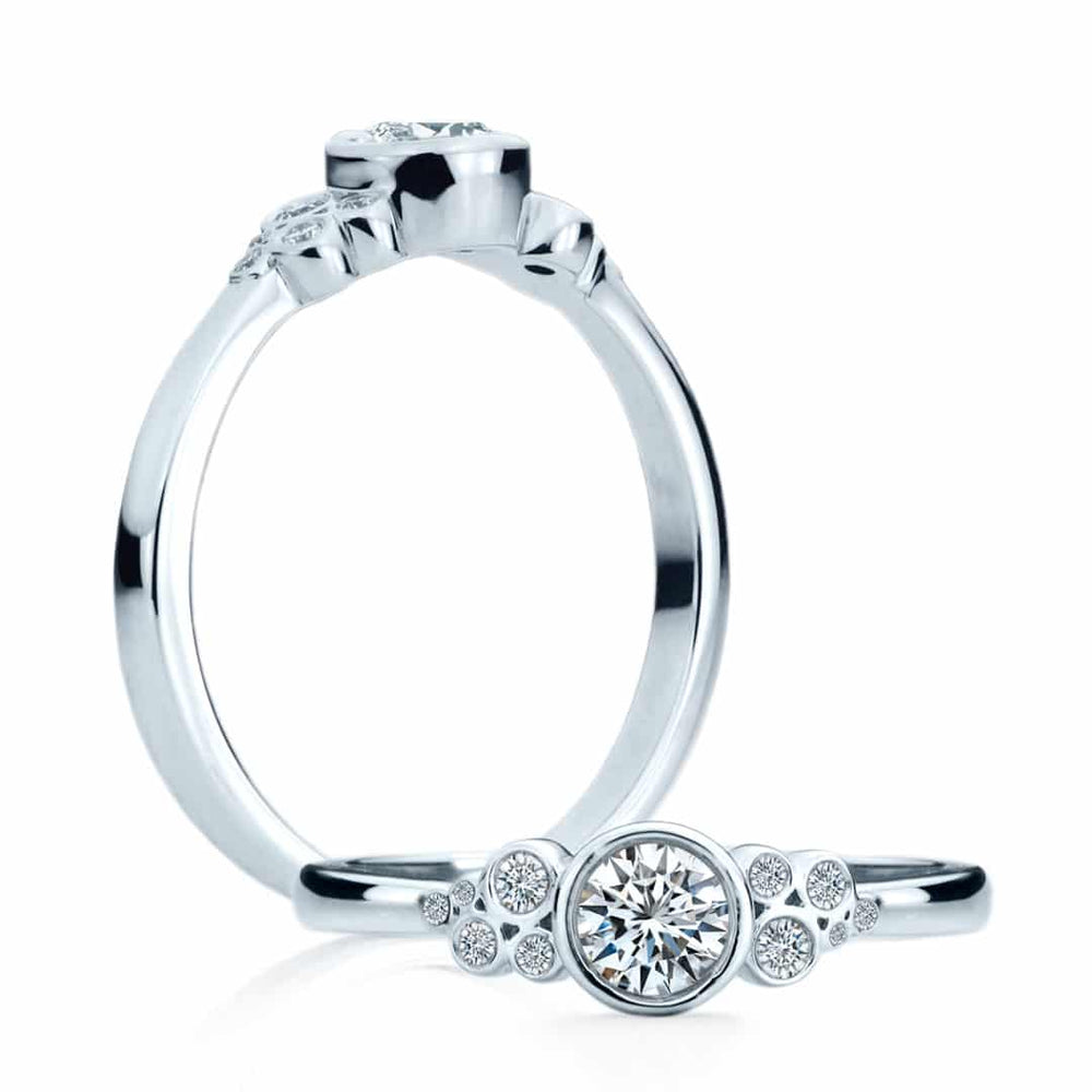 Bague de fiançailles Charlize 11 diamants ronds sertis clos