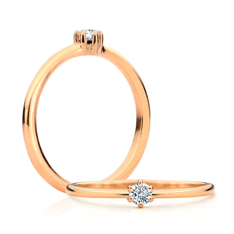 
                  
                    Bague de fiançailles Josie 6 griffes en or rose 18Kt avec diamant rond de 0.10ct
                  
                