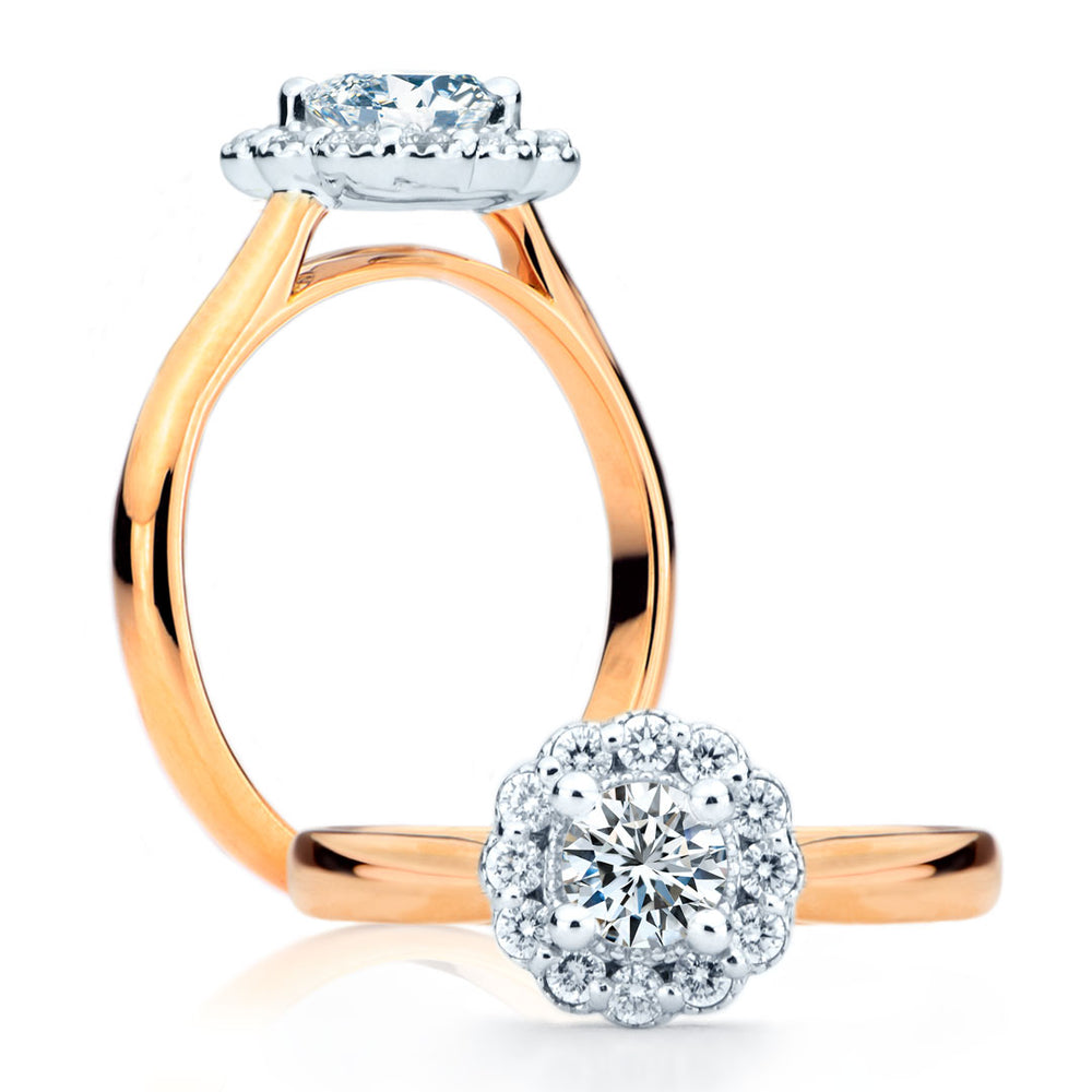 
                  
                    Bague de fiancailles Marilou diamant solitaire rond avec halo or rose SR-1072
                  
                
