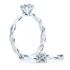 Bague de fiançailles Talia avec anneau tressé à diamant solitaire or blanc