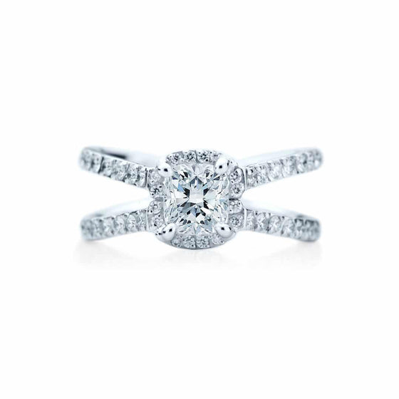 Bague de fiançailles Unisson à diamant solitaire et bande de diamants BA-1020