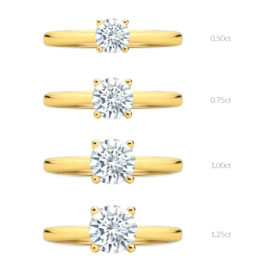 Bague de fiançailles Évangéline en or jaune 18 carats à diamant solitaire ornée d'un diamant de laboratoire de taille rond