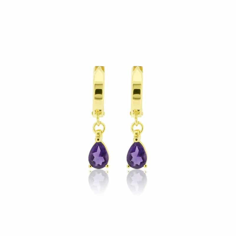 Boucles d'Oreilles en or jaune avec améthystes