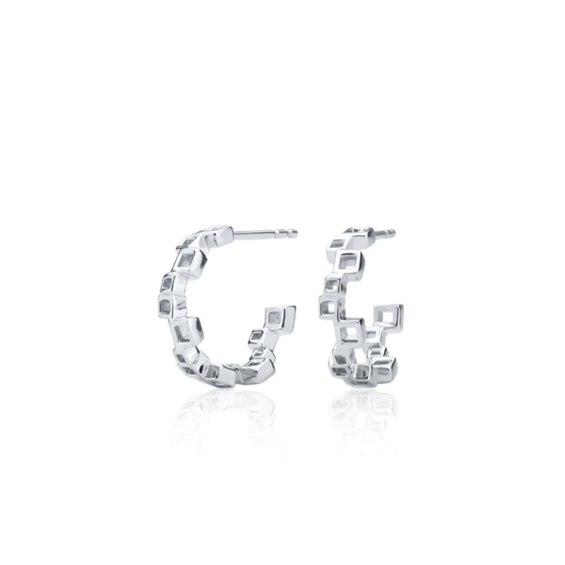 Cube 18k Gold Hoop Earrings