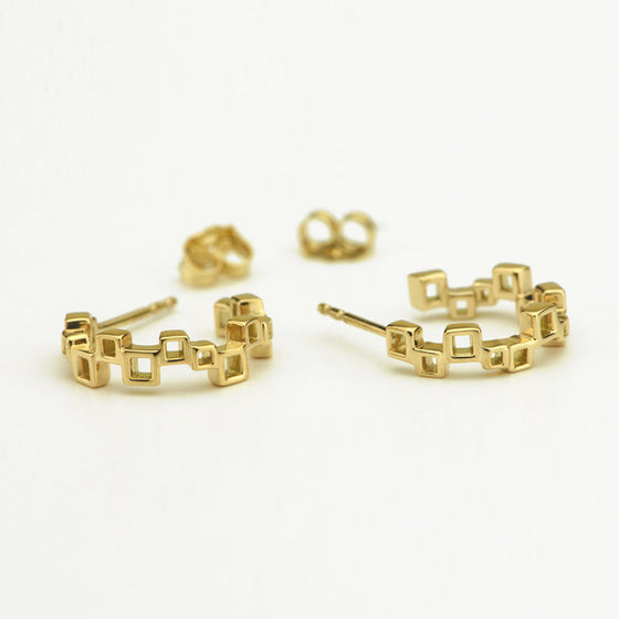 Cube 18k Gold Hoop Earrings