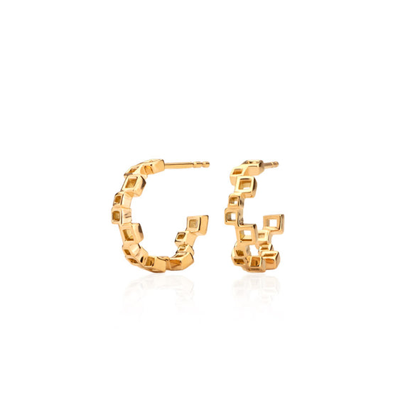 Cube 18k Gold Hoop Earrings