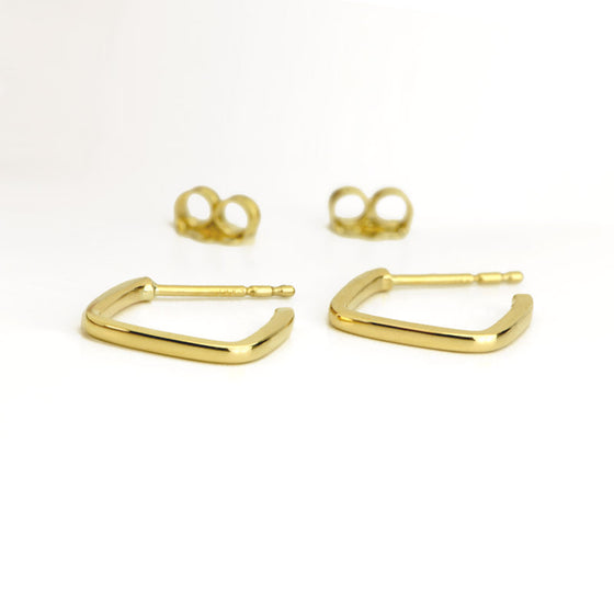 Quadra Square Gold Hoop Earrings