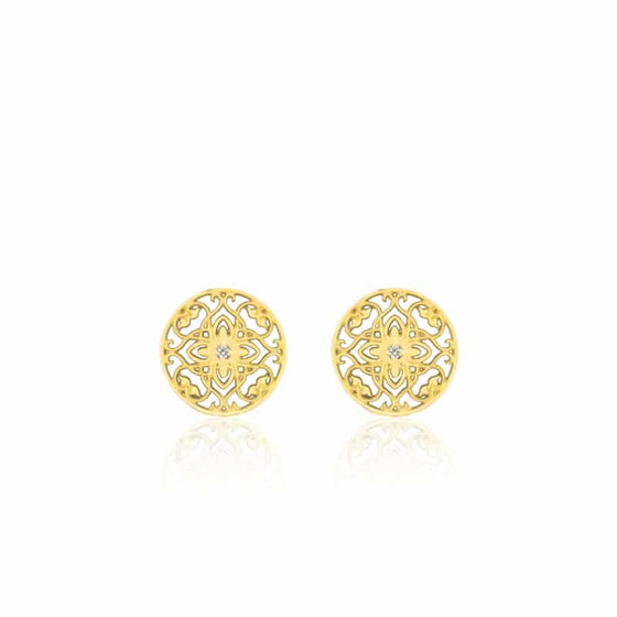 Boucles d'Oreilles Carrousel en or jaune avec diamants