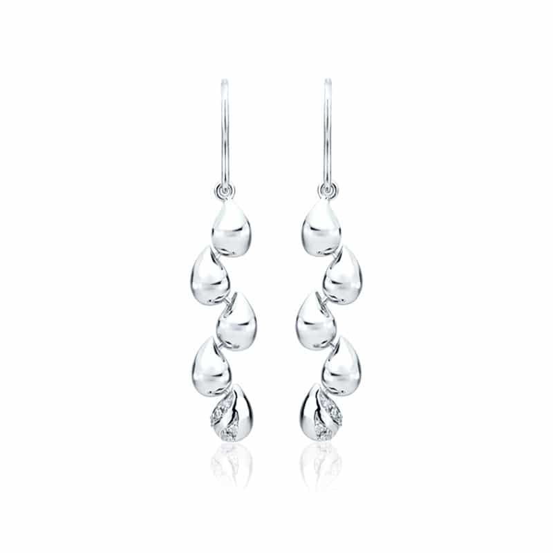 Boucles d'Oreilles Cascades or blanc avec diamants