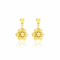 Boucles d'Oreilles Champagne or jaune avec diamants