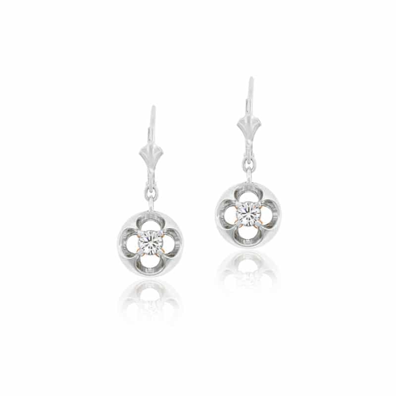 Boucles d'Oreilles Dôme or blanc avec diamants