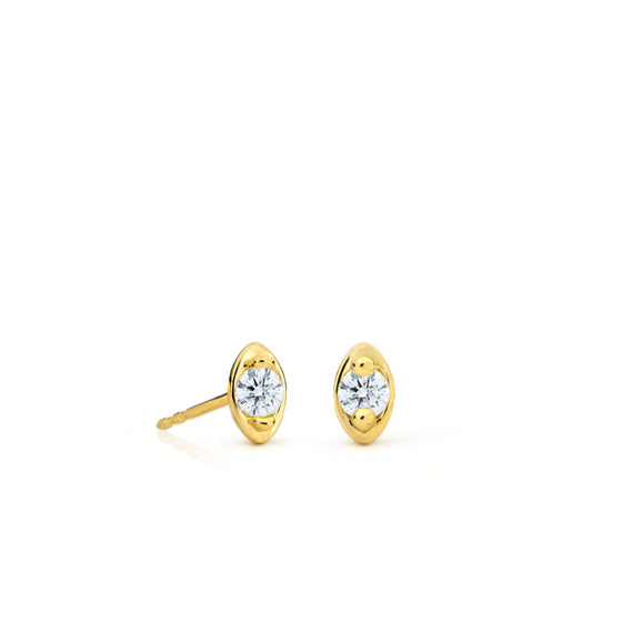 Luna solitaire diamond gold earrings