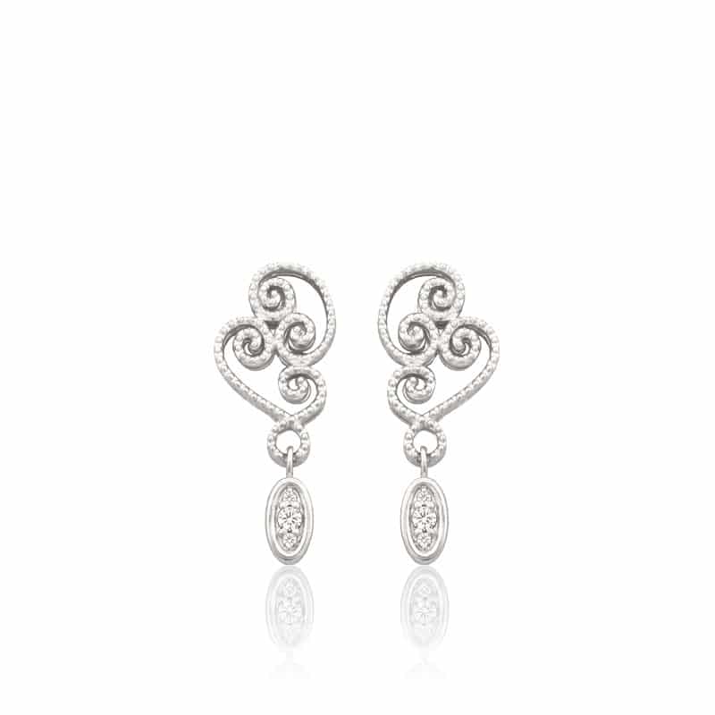 Boucles d'Oreilles Marquise or blanc et diamants