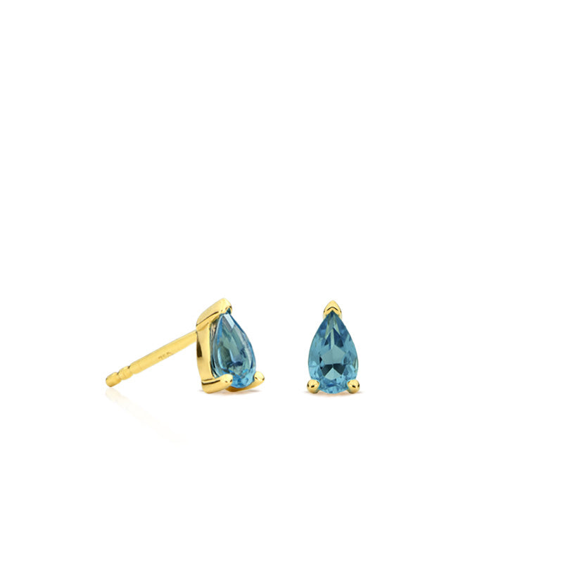 Boucles d'oreilles Alba or et Topazes bleues taille poire