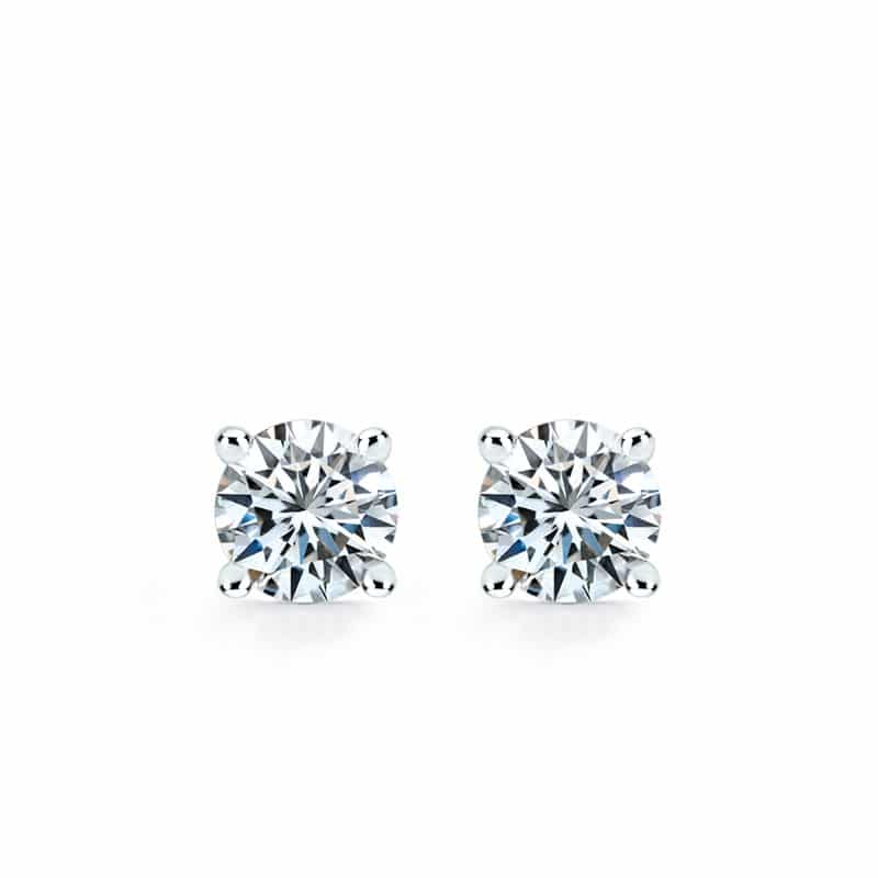 Boucles d'Oreilles à diamant Solitaire rond or blanc