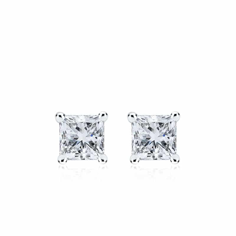 Boucles d'Oreilles à diamant Solitaire de taille princesse