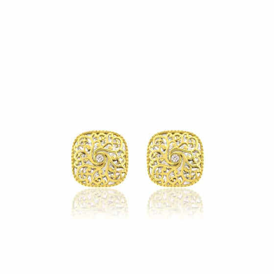 Boucles d'Oreilles Spirale or jaune avec diamants