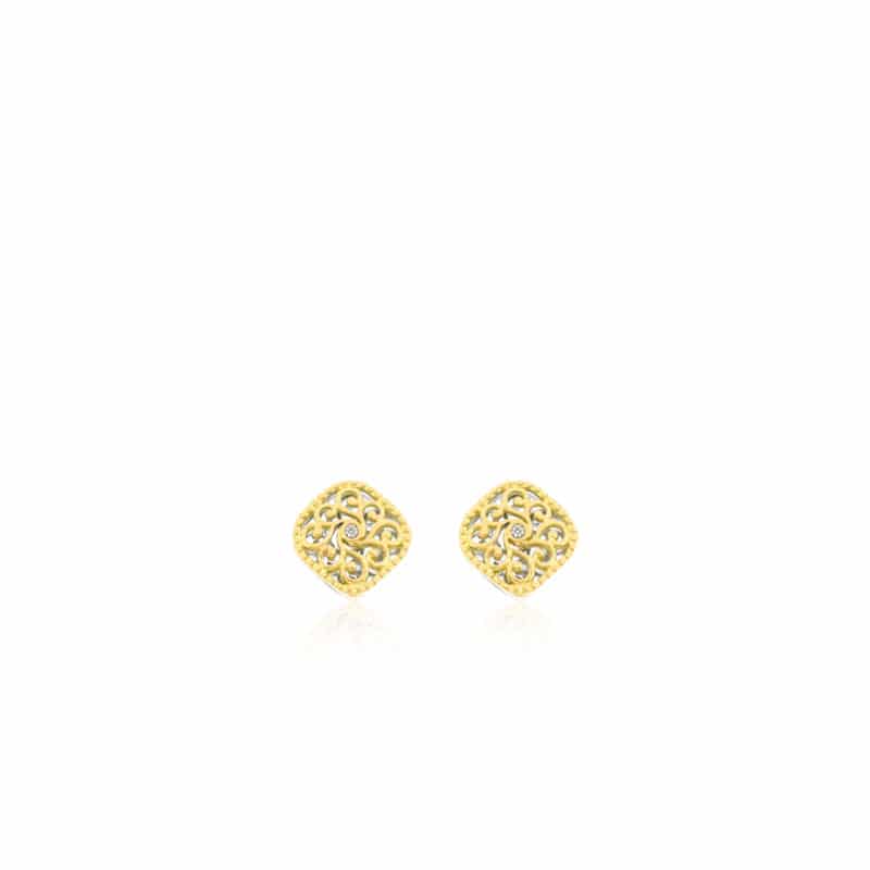 Boucles d'Oreilles petite Spirale or jaune avec diamants