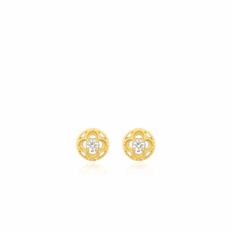 Boucles d'Oreilles petit Vitrail or jaune avec diamants