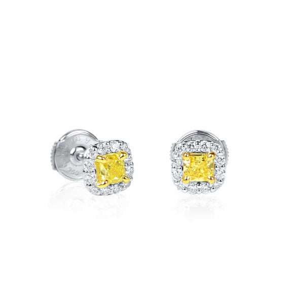 Boucles d'Oreilles en or avec diamants jaunes et diamants
