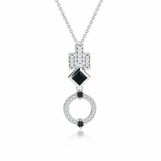 Pendentif Art Déco diamants blancs et noirs avec onyx noire STP1460