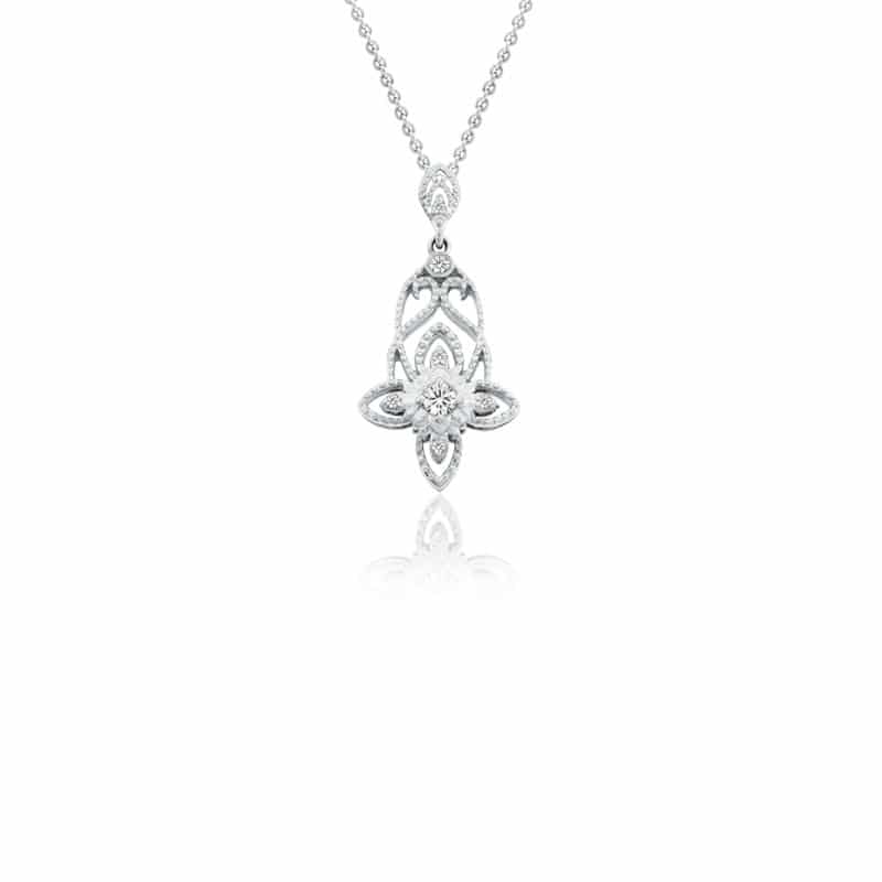 Pendentif Ballerine or blanc avec diamants STP1174