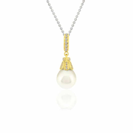 Pendentif Perla or jaune avec diamants et perle STP1200