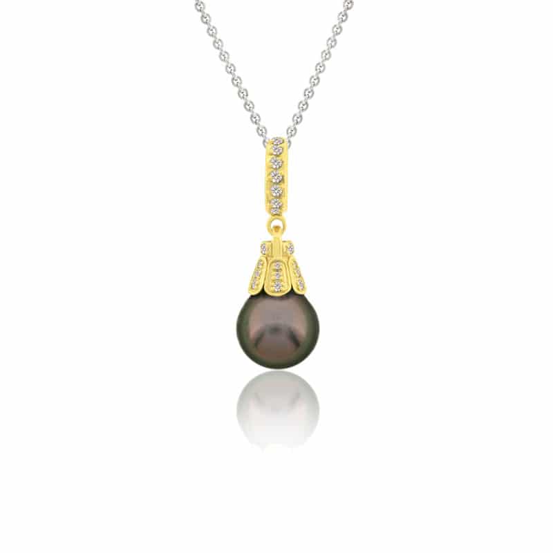 
                  
                    Pendentif Perla or jaune avec diamants et perle noire STP1200
                  
                