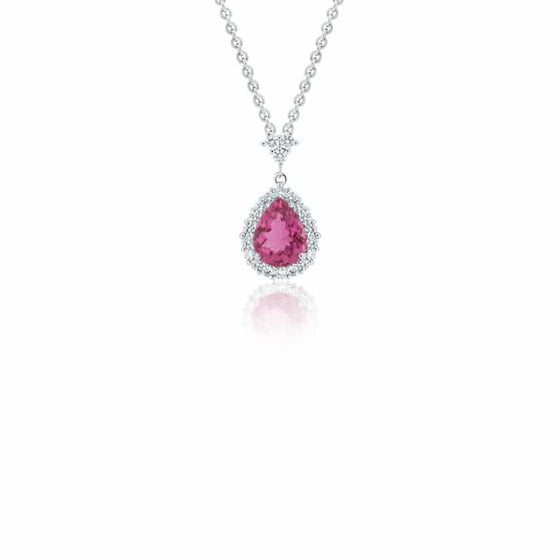 Pendentif Tourmaline Rose avec diamants en Or 18Kt STP1305